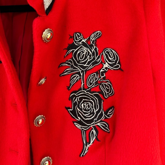 OYROSY Stand Up Collar Rose Embroidered Single Breasted Jacket - Picture 5 of 6